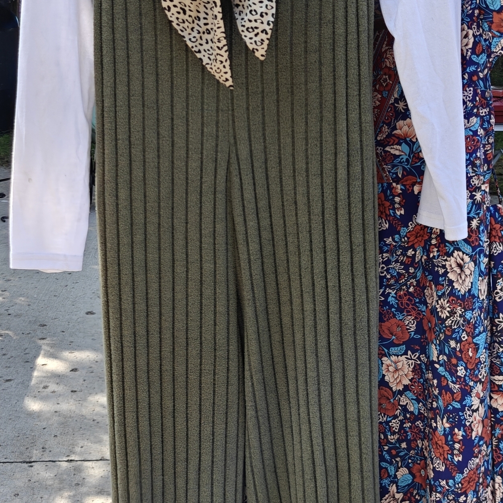 Olive Green Ribbed Women's Jumpsuit